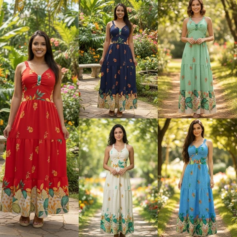 vestido longo feminino luxo roupas femininas estanpado verão con bojo E forro 3 marias
