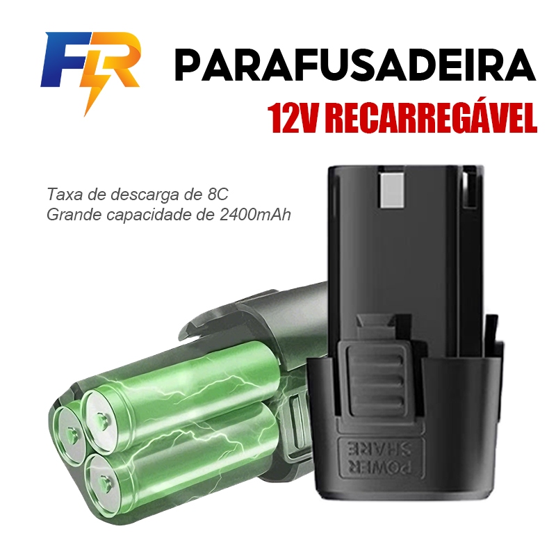 Kit 1 ou  2 Baterias De Lítio 12V Recarregável Para Parafusadeira e Furadeira Mini Esmerilhadeiras