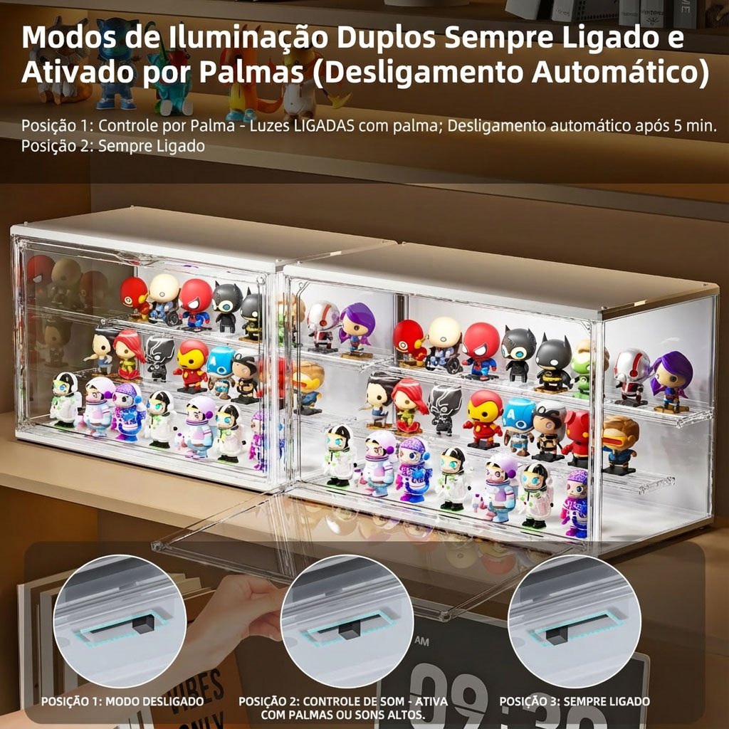 Caixa de Exibição Acrílica com Iluminação LED para Hot Wheels e Colecionáveis de Carros em Oferta na Shopee