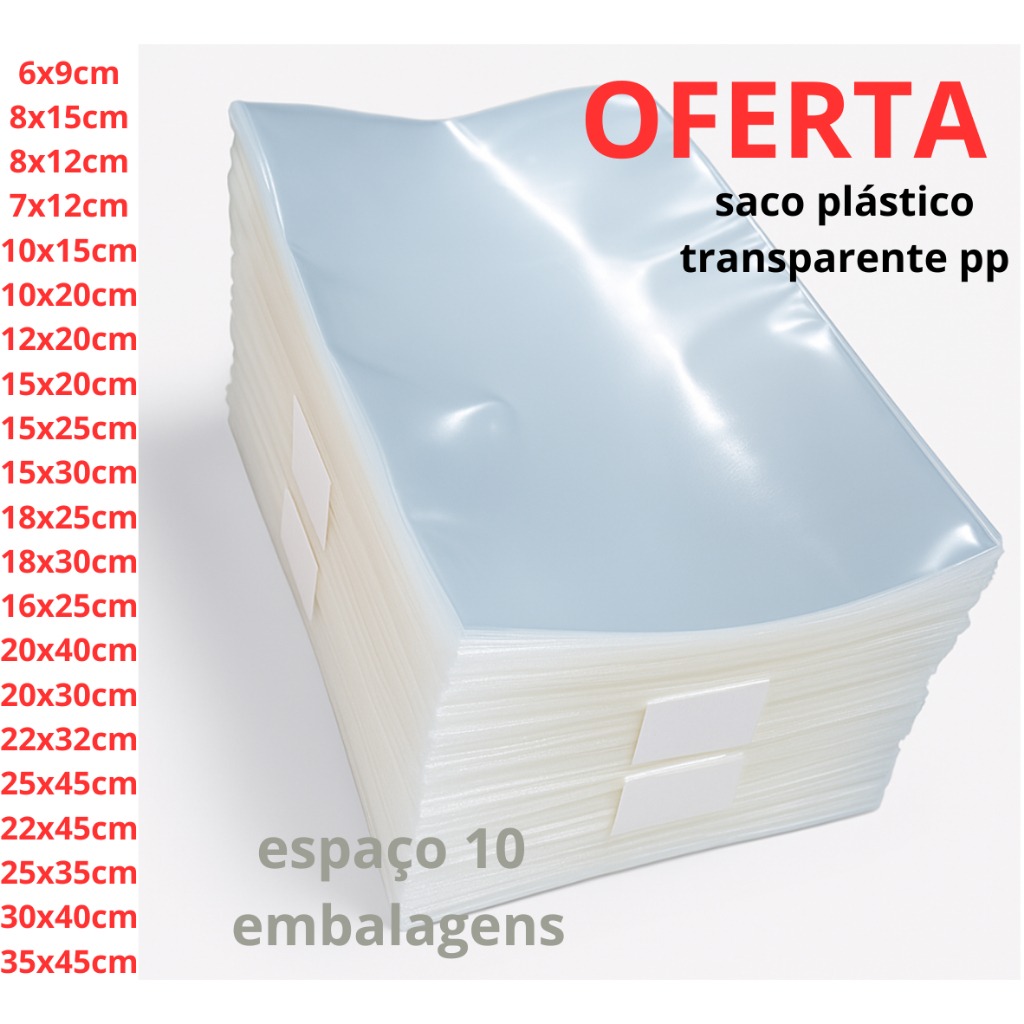 saco transparente varias medidas 100 / 50 / 25 sacos plástico transparente brilhante