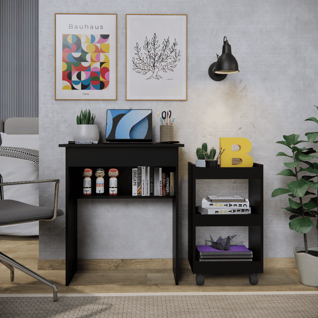 Mesinha Computador e Mini Armário com Rodinhas para livros e Materiais de Escritório em Oferta na Shopee