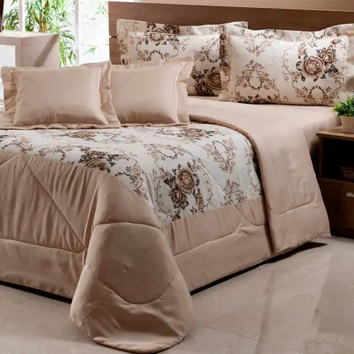 KIT COBRE LEITO LAÍS CASAL QUEEN 05 PEÇAS PROMOÇÃO !! CAPUCCINO em Oferta na Shopee