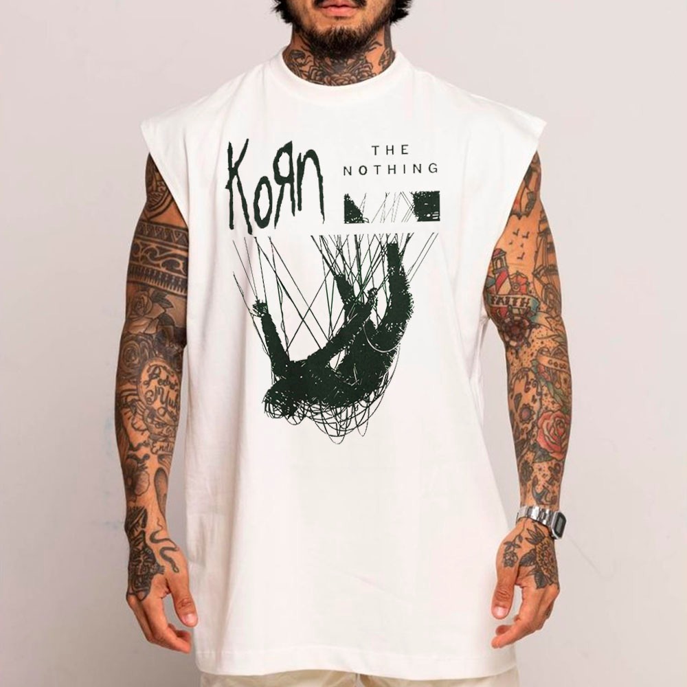 Camiseta regata Oversized machão longline Korn the nothing puppet strings dark metal rock punk retrô
