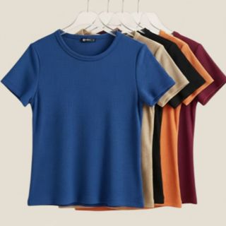 Kit 5 T-shirt Camiseta  Lisa Básica Camiseta Feminina Blusinha Ribana Canelada em Oferta na Shopee