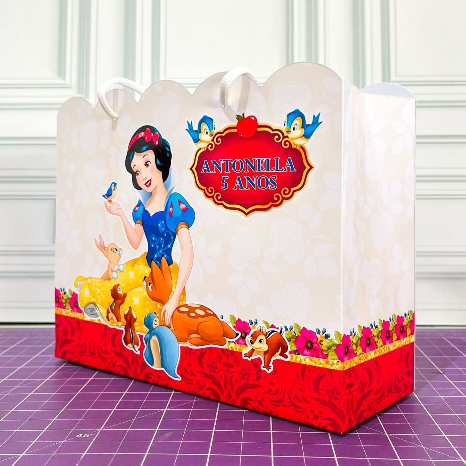 Sacolinha Branca de neve PEGUE E MONTE Papelaria Personalizada Lembrancinha Diversos Temas