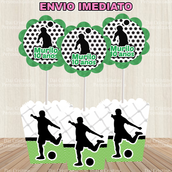kit de 10  Centro de Mesa Personalizado Caixa Cachepot  Futebol Cachepô Enfeite Arranjo