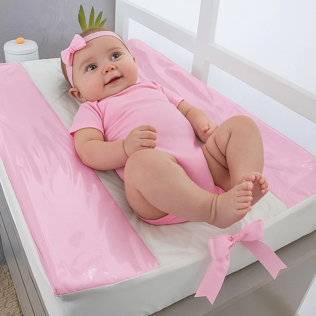 Trocador de Comoda Fraldas Americano Anatômico Para Bebe Plastificado Impermeável