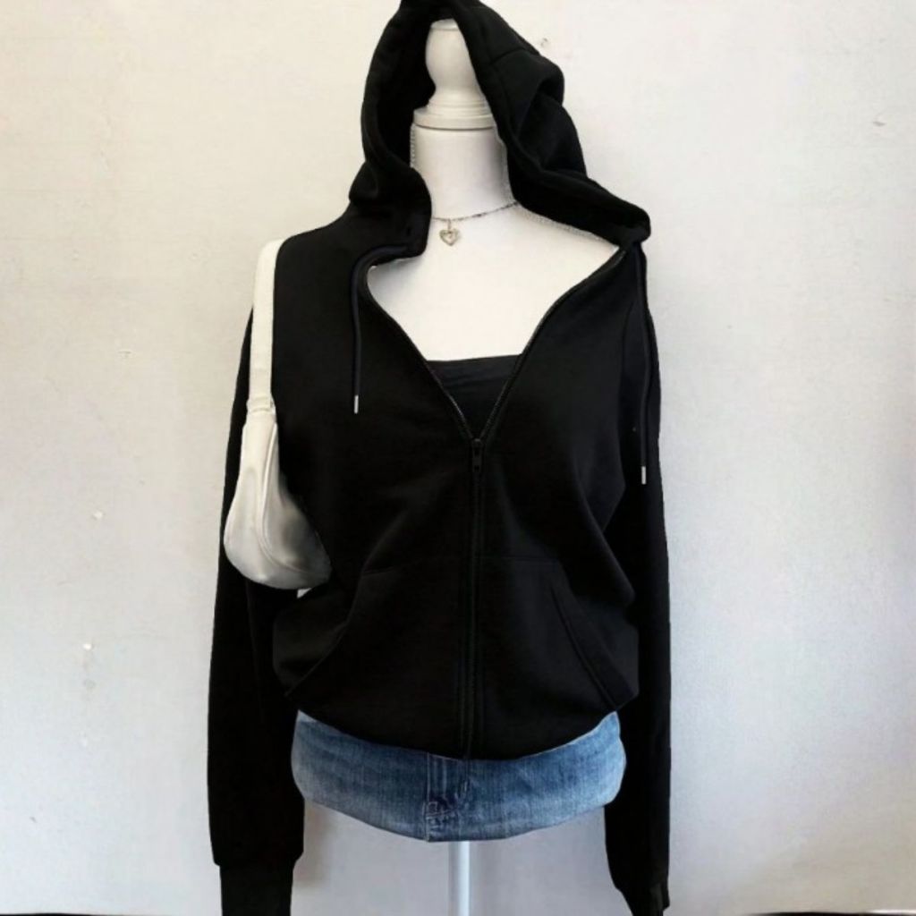 Moletom Peluciado Unissex Canguru Com Zíper Modelo Vintage Y2k Aesthetic em Oferta na Shopee