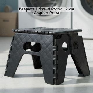 Banquinho Banco Banqueta Dobrável Portátil 21cm Arqplast Preta