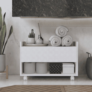 Armário Banheiro De Chão com Gaveta Multiuso Organizador Com Rodinhas Móveis Bonatto em Oferta na Shopee