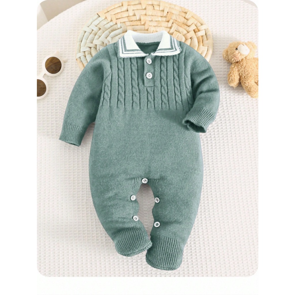 roupa bebe menino tricô Caio verde em Oferta na Shopee