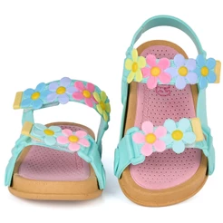 Sandália Papete Infantil Menina Plugt Bora Bora Flores Colorida Confortável Macia Antiderrapante