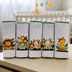 Fralda de Bebe Tecido Duplo / 100% algodão / Kit com 5 Unidades / Menina e Menino / 70cmx70cm /