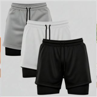 Kit 3 Shorts Bermuda Masculino 2 em 1 Compressão Treino Academia em Oferta na Shopee