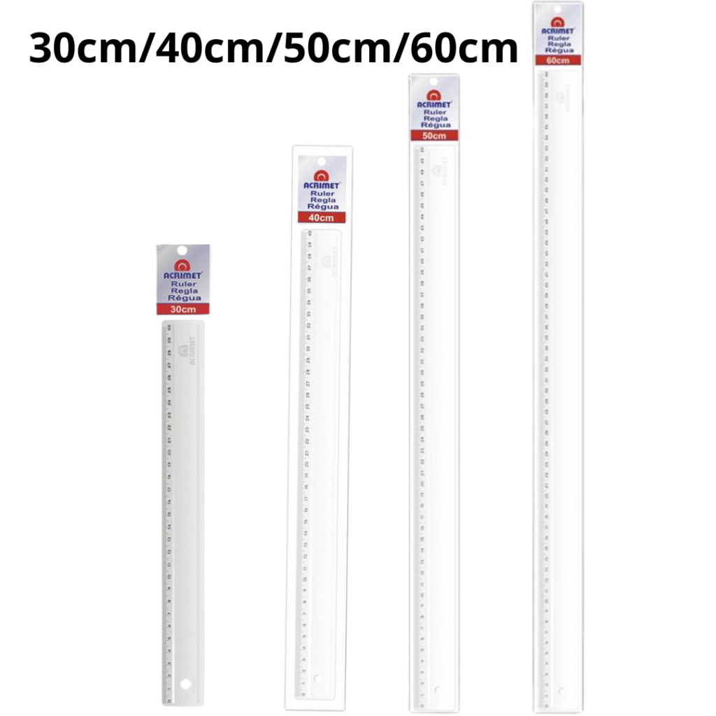 Régua Transparente Super Resistente Acrimet 30 / 40 / 50 / 60 cm – Escolar e Profissional em Oferta na Shopee