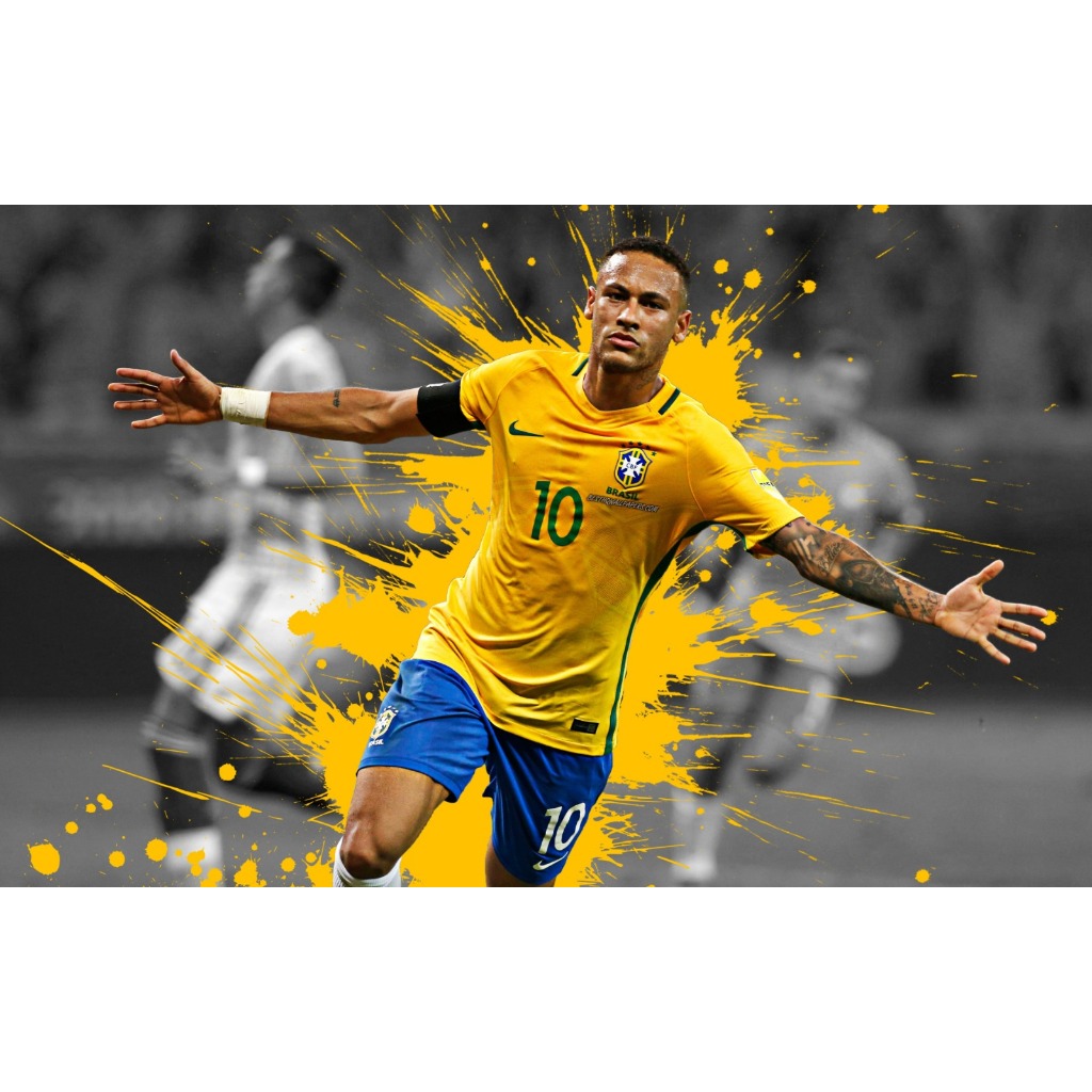 Quadro Decorativo Neymar Junior Seleção Brasileira Camisa 10 Sala Quarto Escritorio Hall Decoração 1 Peça Grande 110x80