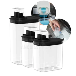 Kit 3 Peças Organizador de Lavanderia 1,5L e 2,3 Litros Porta Amaciante Sabão em Pó Liquido Preto Ou