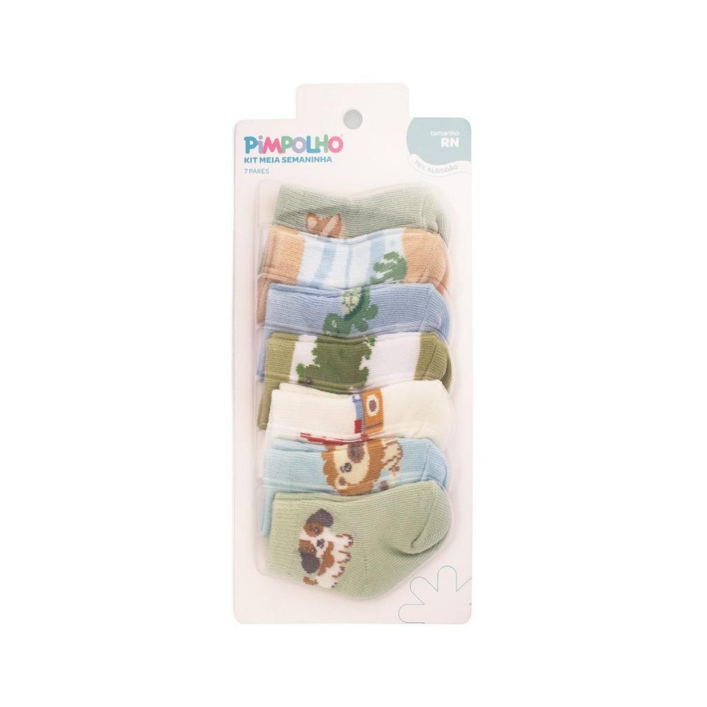 Kit Meia RN Estampas Sortidas Conforto Algodão Bebê 0 a 4 Meses Enxoval Presente