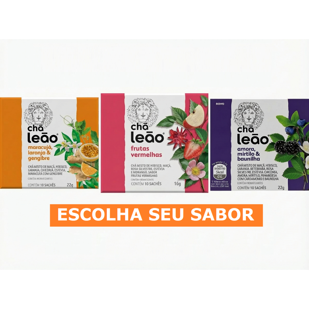 Chá Leão Combo 3 Caixas 30 Sachês - Escolha o Sabor