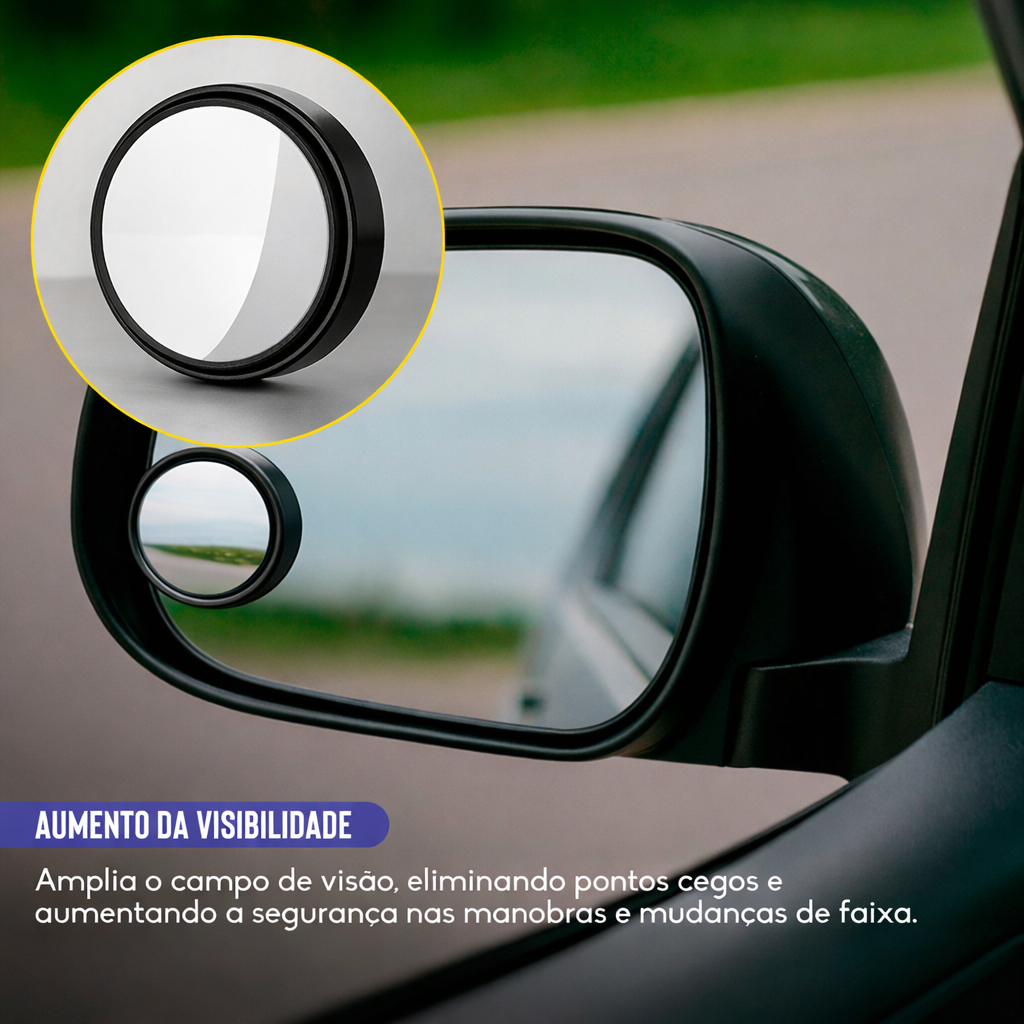 Espelho Retrovisor Olho de Boi 360 Graus Anti Ponto Cego Convexo Com Regulagem — imagem 2 de 2