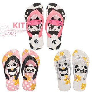 Kit Chinelo Infantil Feminino Confortavél Estampado