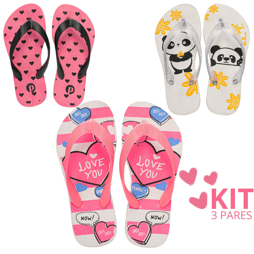 Kit Chinelo Infantil Macio Antiderrapante Flexível