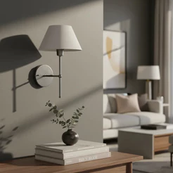 arandela de Parede luminaria Clássica alumínio bivolt Com Cúpula tecido algodão Ref 16 sala quarto e cabeceira de cama