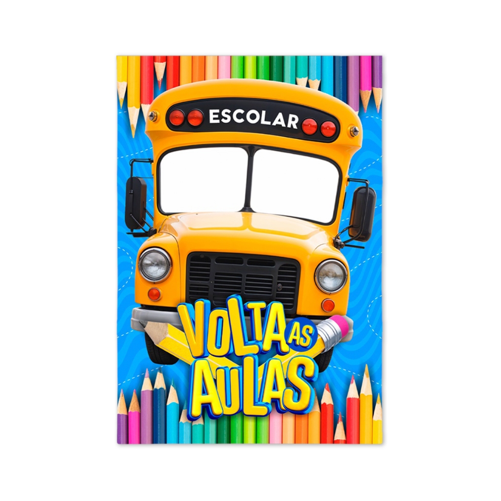 Painel Escola Interativo Vazado Festa Volta às Aulas 1,5x2,2 Mt