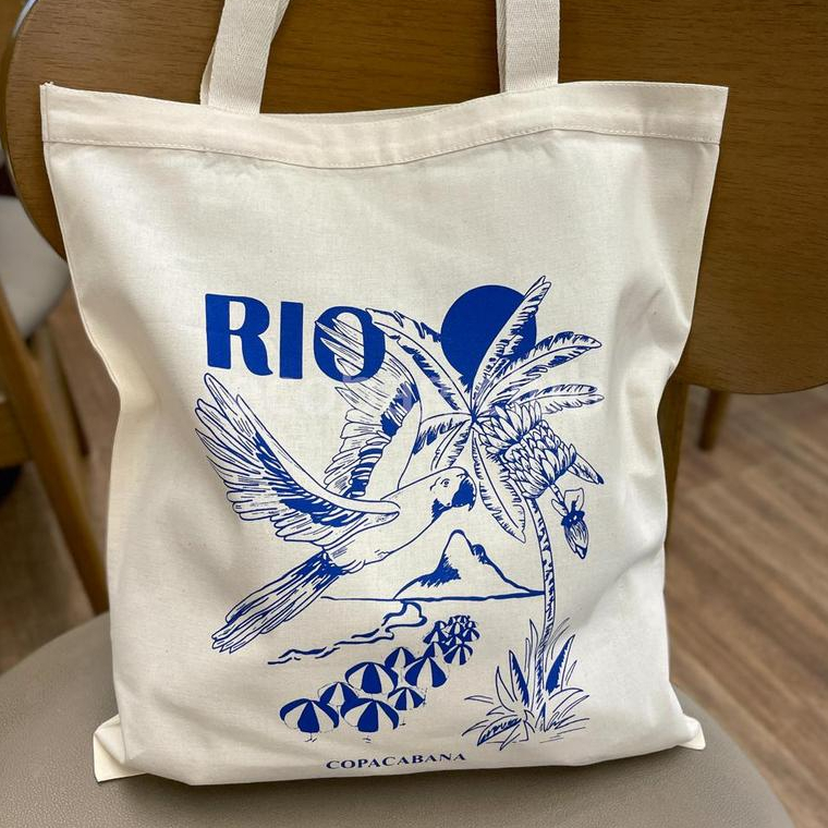 Bolsa Sacola Ecobag RIO bolsa de praia100% algodão tamanho 33x40cm em Oferta na Shopee