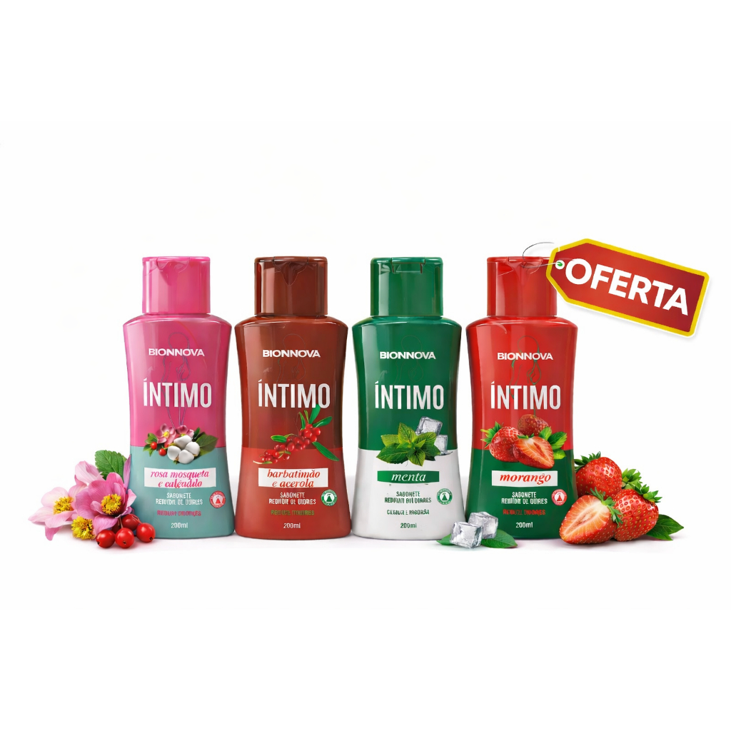 🌸 Sabonete Íntimo Bioinnova 200ml – Kit com 4 Unidades | Escolha suas fragrâncias favoritas! 🌸 em Oferta na Shopee