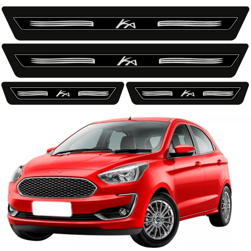 Kit 8 Pçs Soleiras Adeisva Proteção Porta Ford New Ka 2014 15 16 17 18 19 20 21