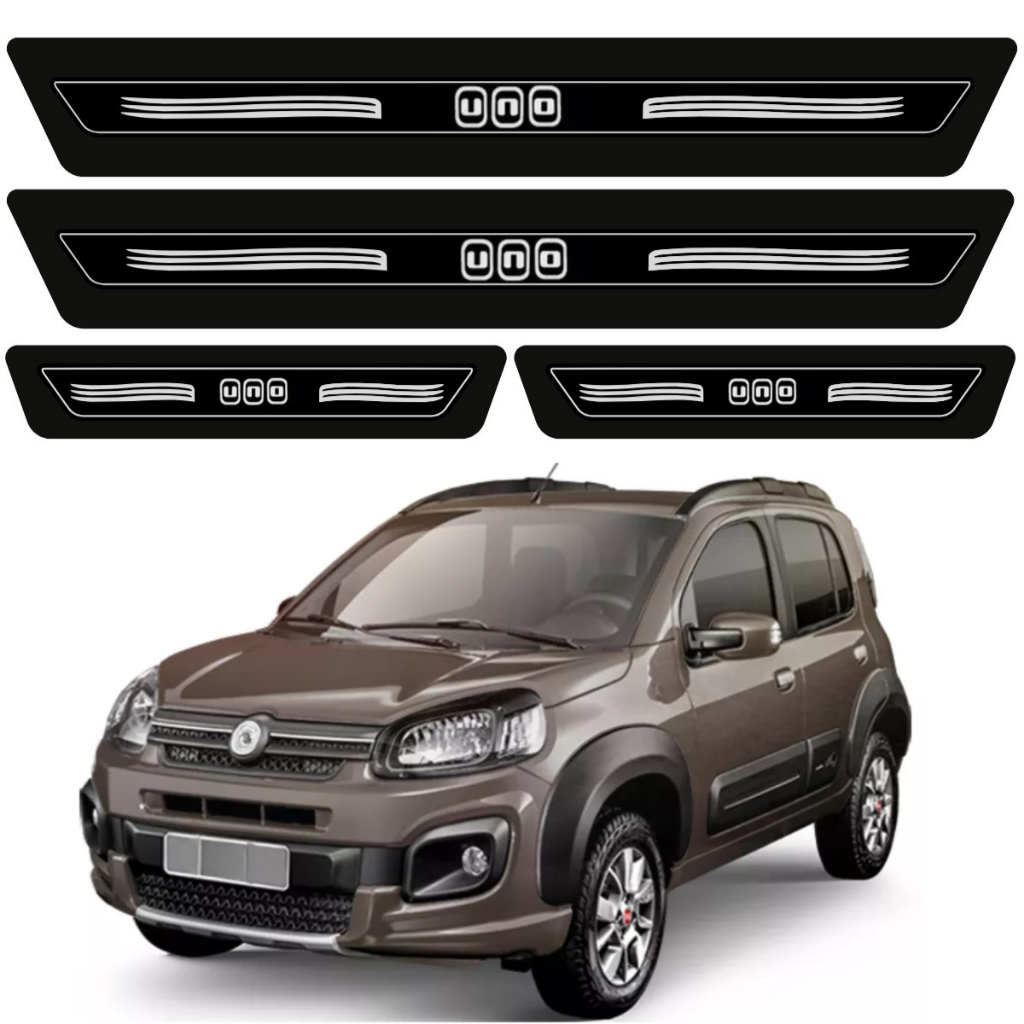 Kit 8 Peças Soleiras Adesiva Proteção Porta Novo Fiat Uno Vivace Way Drive