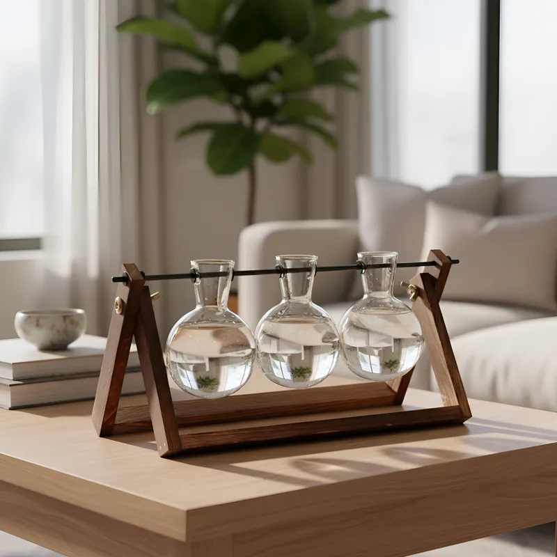 Vaso De Vidro Bulbo Plantador Com Suporte De Madeira em Oferta na Shopee