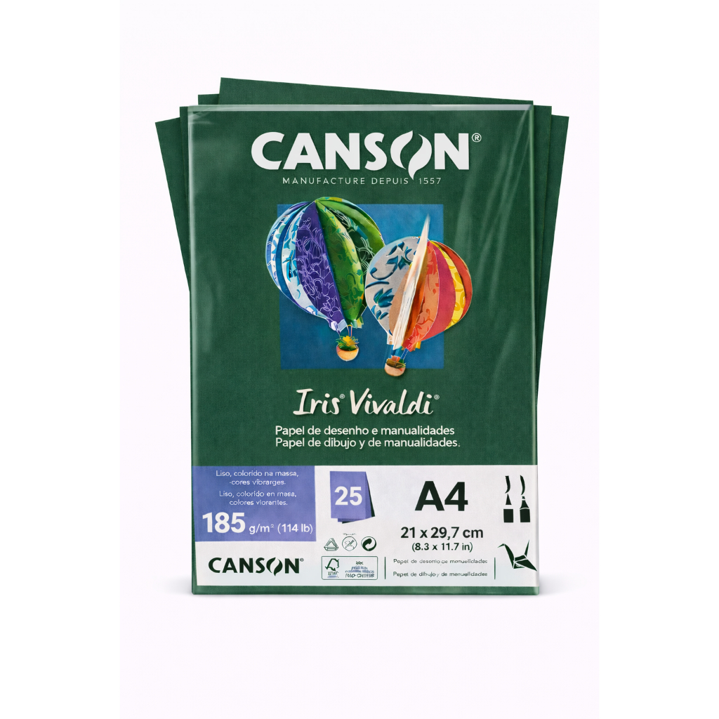 Bloco Canson Iris Vivaldi A4 Verde Amazonas com 25 Folhas 185g