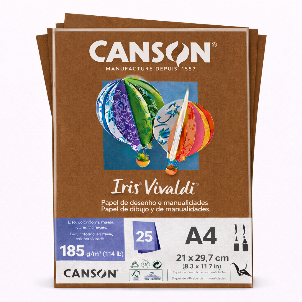 Bloco Iris Vivaldi A4 Chocolate com 25 Folhas 185g - Canson