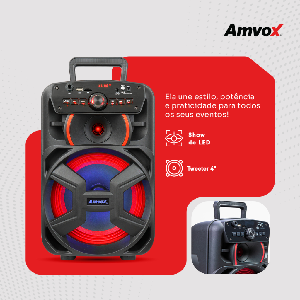 Detalhes do Caixa De Som Amplificada Amvox ACA 221 GIGANTE II 1 alto falante 8