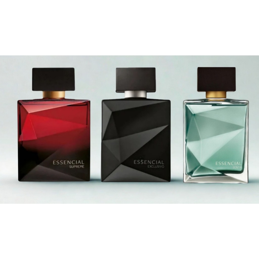 Kit 4 Perfume Essencial Sentir, Supreme e Exclusivo: Fuja do comum e presenteie com o melhor da linha Essencial.
