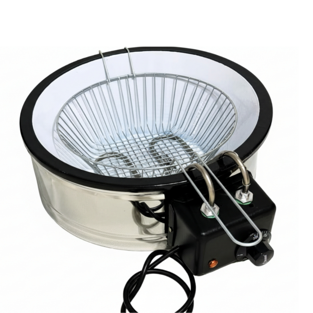 Fritadeira Elétrica 5L Industrial Tacho Redondo Esmaltado Profissional Antichamas