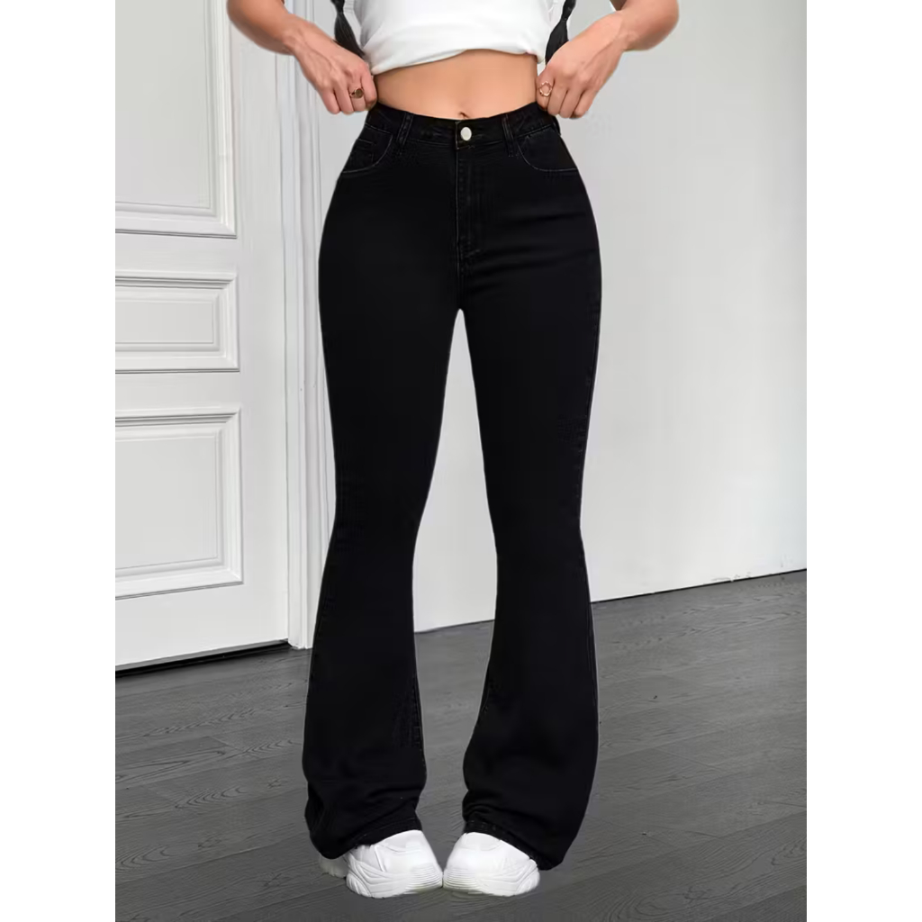 Calça Feminina Jeans Premium Flare Estilo Gringa Levanta Bumbum em Oferta na Shopee