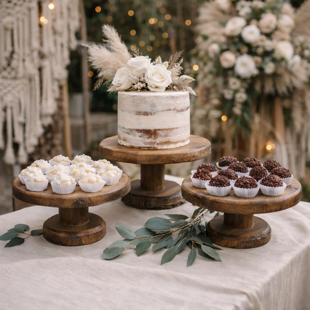 Boleiras Redondas Madeira Pinus Kit 3 Peças Rústicas P e M  para Decoração de Festa em Oferta na Shopee