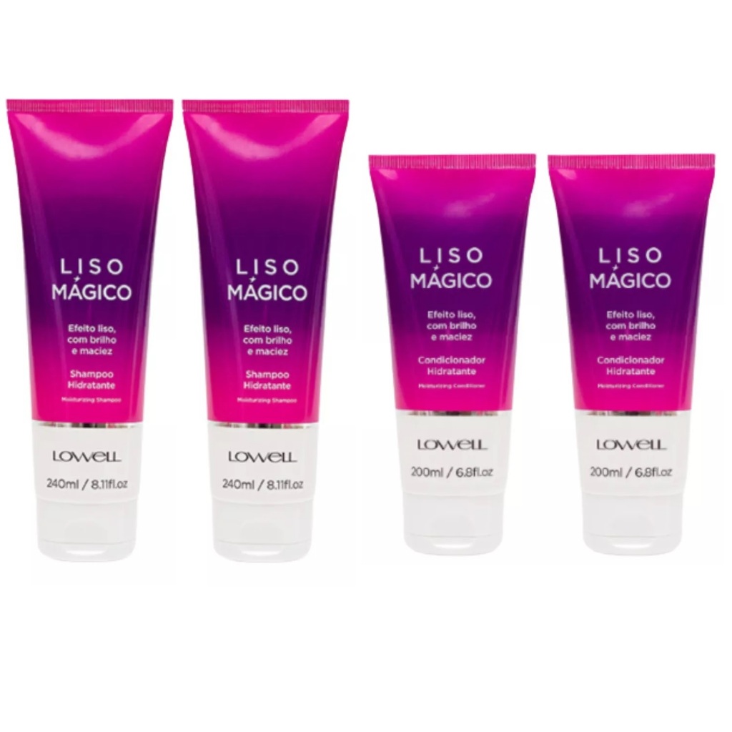 Kit Liso Mágico 2 Shampoo 240ml + 2 Cond. 200ml Lowell