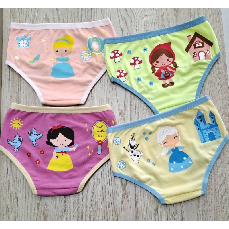 Kit com 2, 3 ou 5 Unidades Calcinhas Infantil para Desfralde | Algodão Macio, Não Aperta, Confortável | Menina