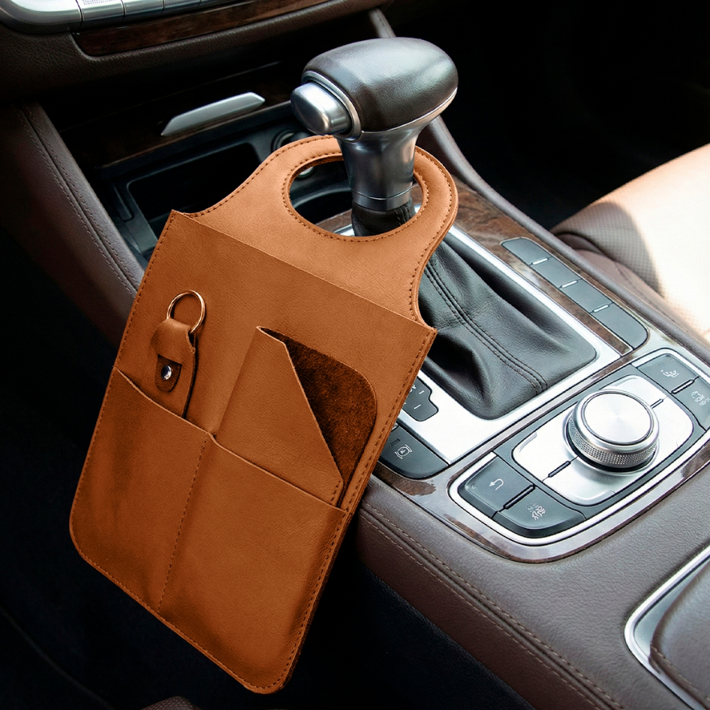 Kit Lixeira Para Carro Couro Luxo 3 em 1 Porta Óculos Chaveiro Organizador Automotivo Universal Top em Oferta na Shopee