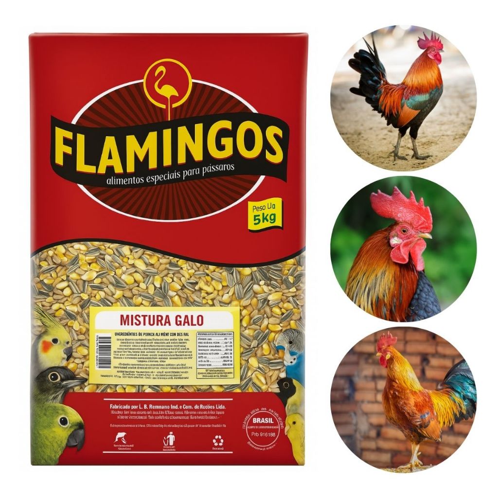 Ração Para Galo Mistura de Semente Flamingos 5 Kg