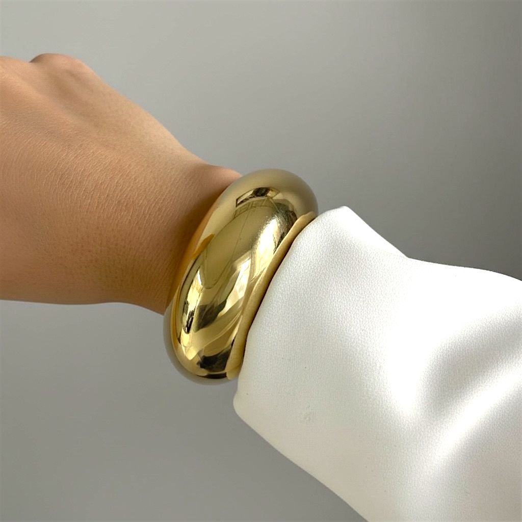 Pulseira Bracelete Bold Orgânico Dourado Estilo Maxi Estruturado Elegante em Oferta na Shopee