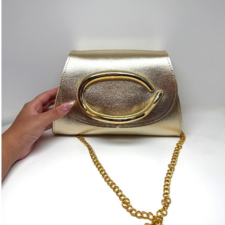 Bolsa Feminina Golden Chic, ideal festa casamento formatura eventos Balada. em Oferta na Shopee