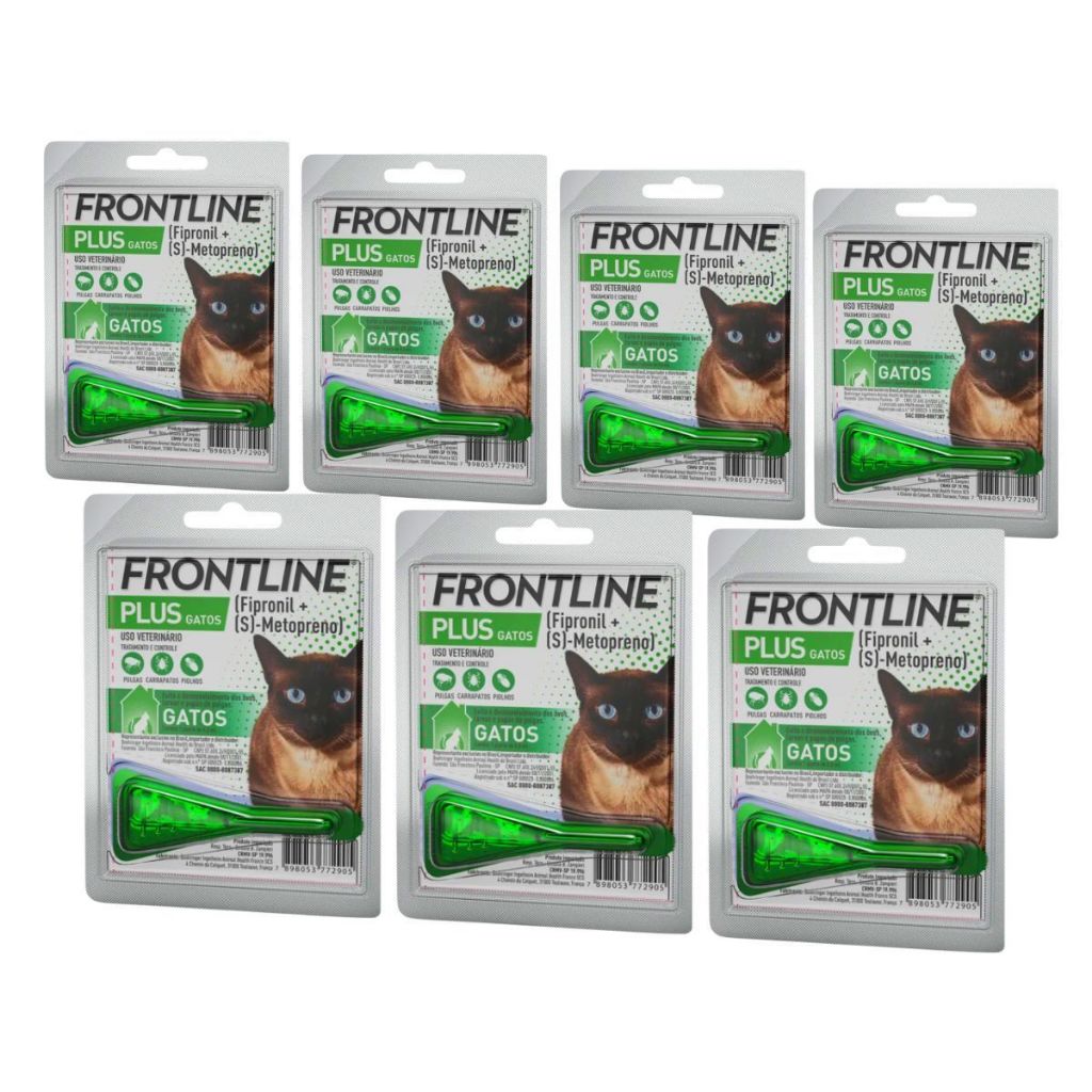 Kit 7 Antipulgas e Carrapatos Frontline Plus para Gatos - 1 Pipeta