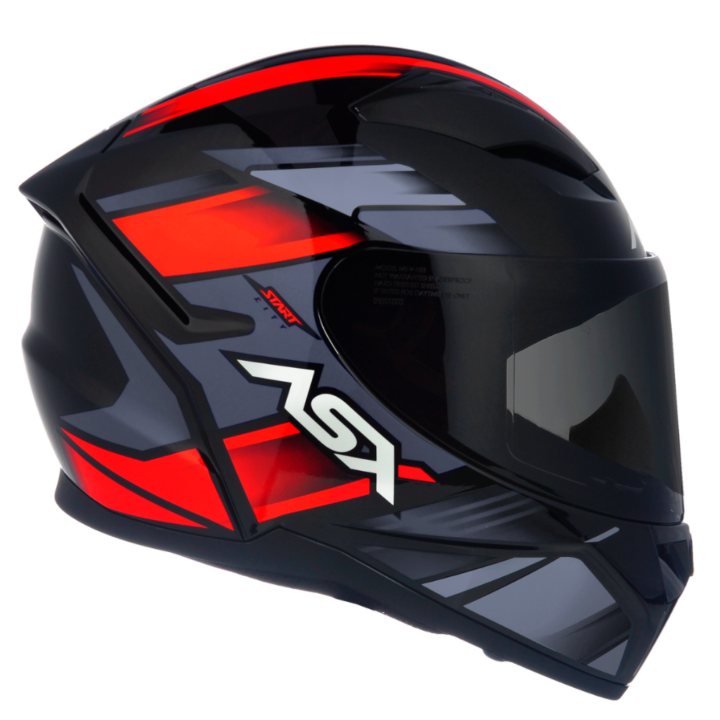 Capacete ASX City Start Brilho Preto/Vermelho/Cinza Fechado Viseira Cristal INMETRO em Oferta na Shopee