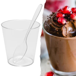 200 Unidades Copo Brigadeiro 25ml Transparente + 200 Mini Colher Festa Aniversário