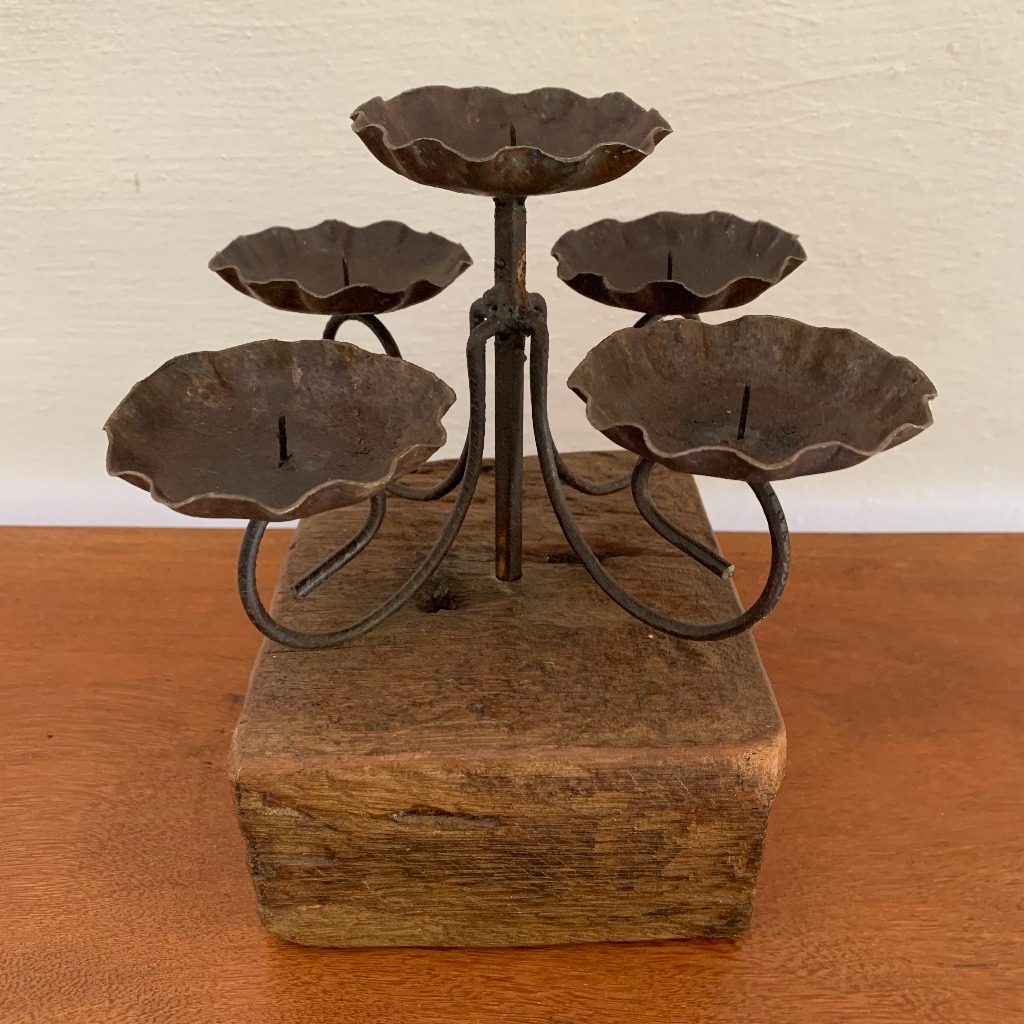 Candelabro Dormente 5 Velas Para Decoração De Interiores Castiçal Rústico